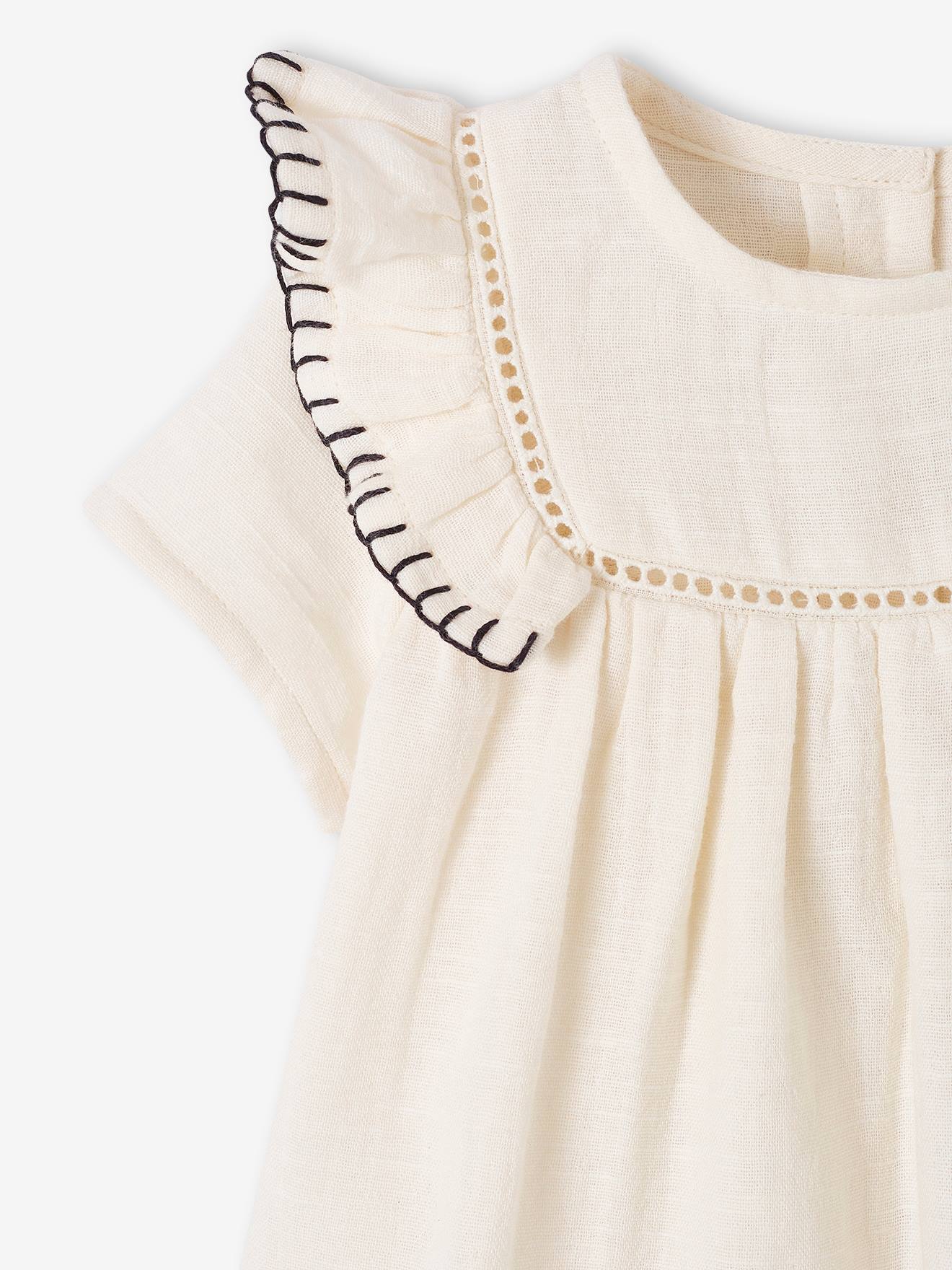 Vertbaudet Baby Kleid aus Musselin - wollweiß