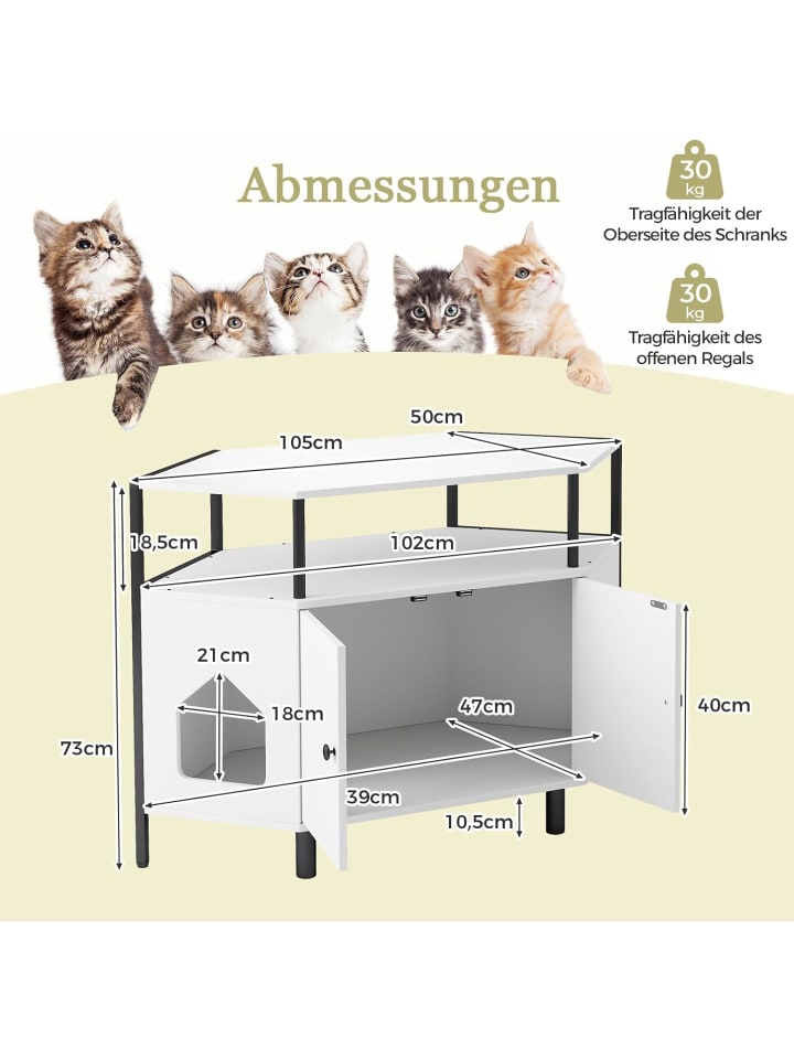 COSTWAY Katzenschrank für Ecke in Weiß günstig kaufen onesize
