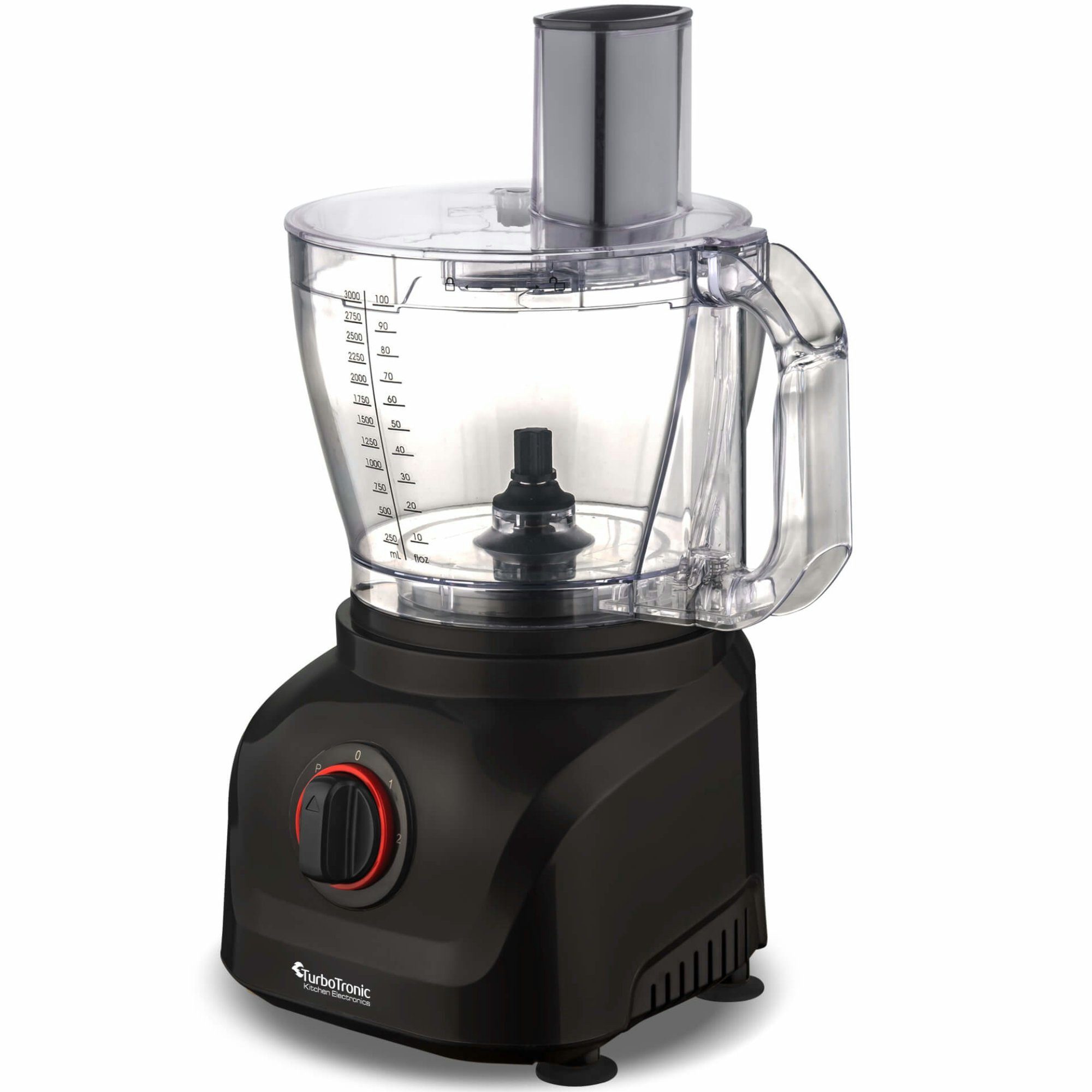 TurboTronic by Z-Line Küchenmaschine Food Processor mit Standmixer 3L Behälter 1,5L Glaskaraffe, 1900 W, 3 l Schüssel, Raspelscheiben Zitruspresse Zerkleinerer Eiscrusher Power