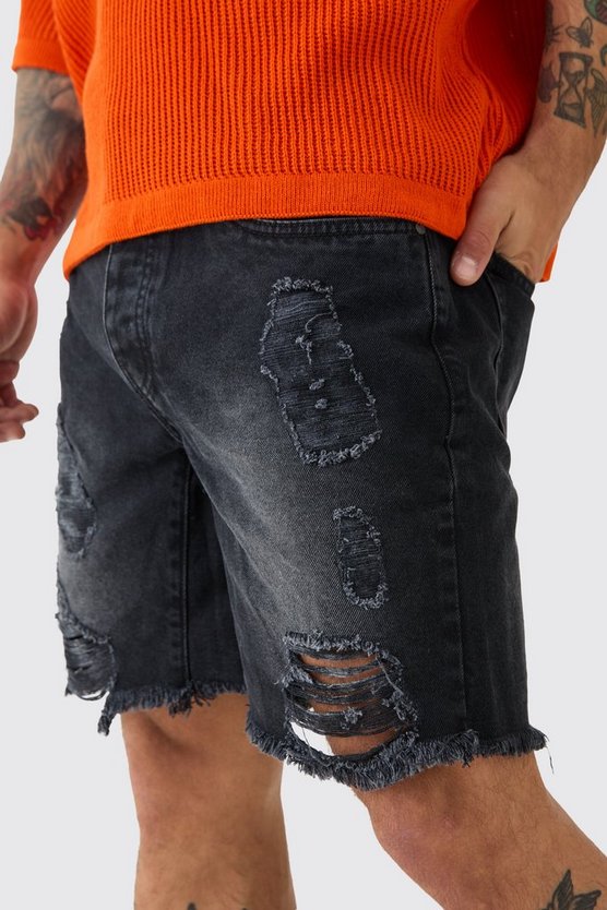 Schwarze Slim Jeansshorts