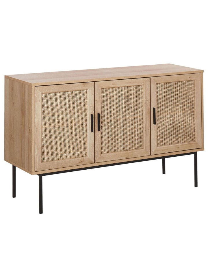 Beliani Sideboard PASCO in Heller Holzfarbton/Schwarz - (W) 120 x (H) 76 x (L) 40 cm günstig kaufen onesize