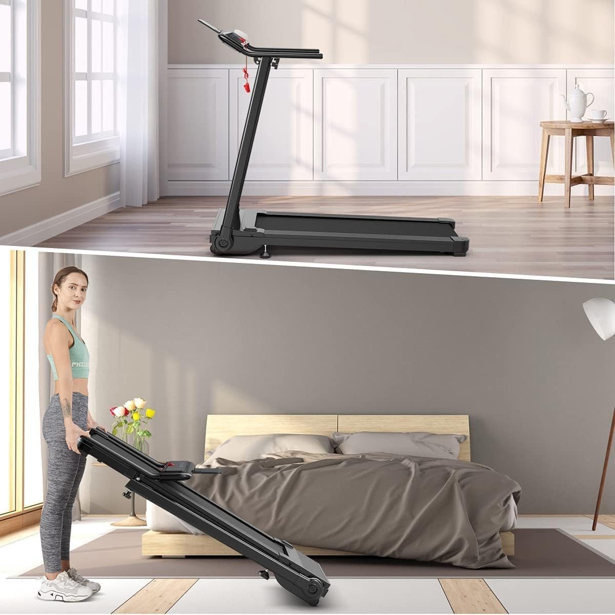 COSTWAY Laufband (Elektrisches Laufband mit 2 Modi 12 Programmen LED-Touchscreen), 1-10 km/h klappbar Fitnessgerät zum Laufen, Gehen und Joggen.