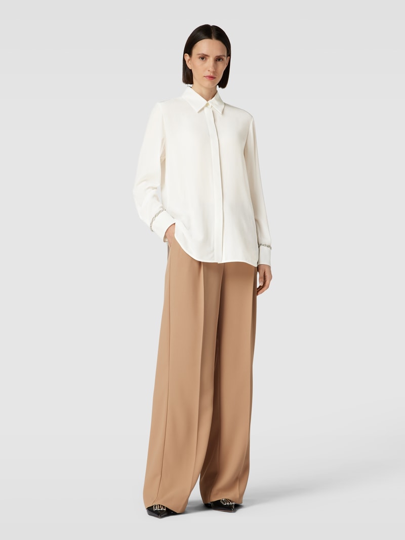 Bluse aus Seide mit verdeckter Knopfleiste Modell 'CELEBRE' in offwhite