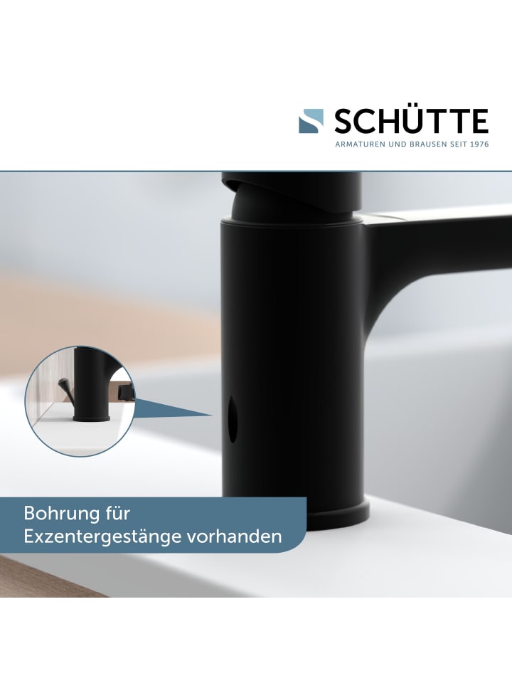 Schütte Waschtischarmatur DENVER in Schwarz matt mit PopUp - (L) 15 x (B) 5 x (H) 13 cm günstig kaufen onesize