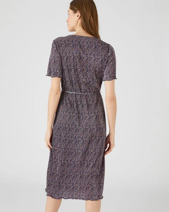 Robe plissée manches courtes