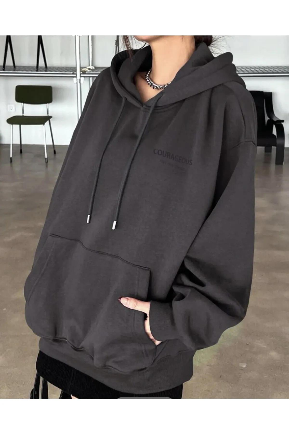 MOONBULL  Übergroßes Unisex-Sweatshirt mit Kapuze und Stern-Print