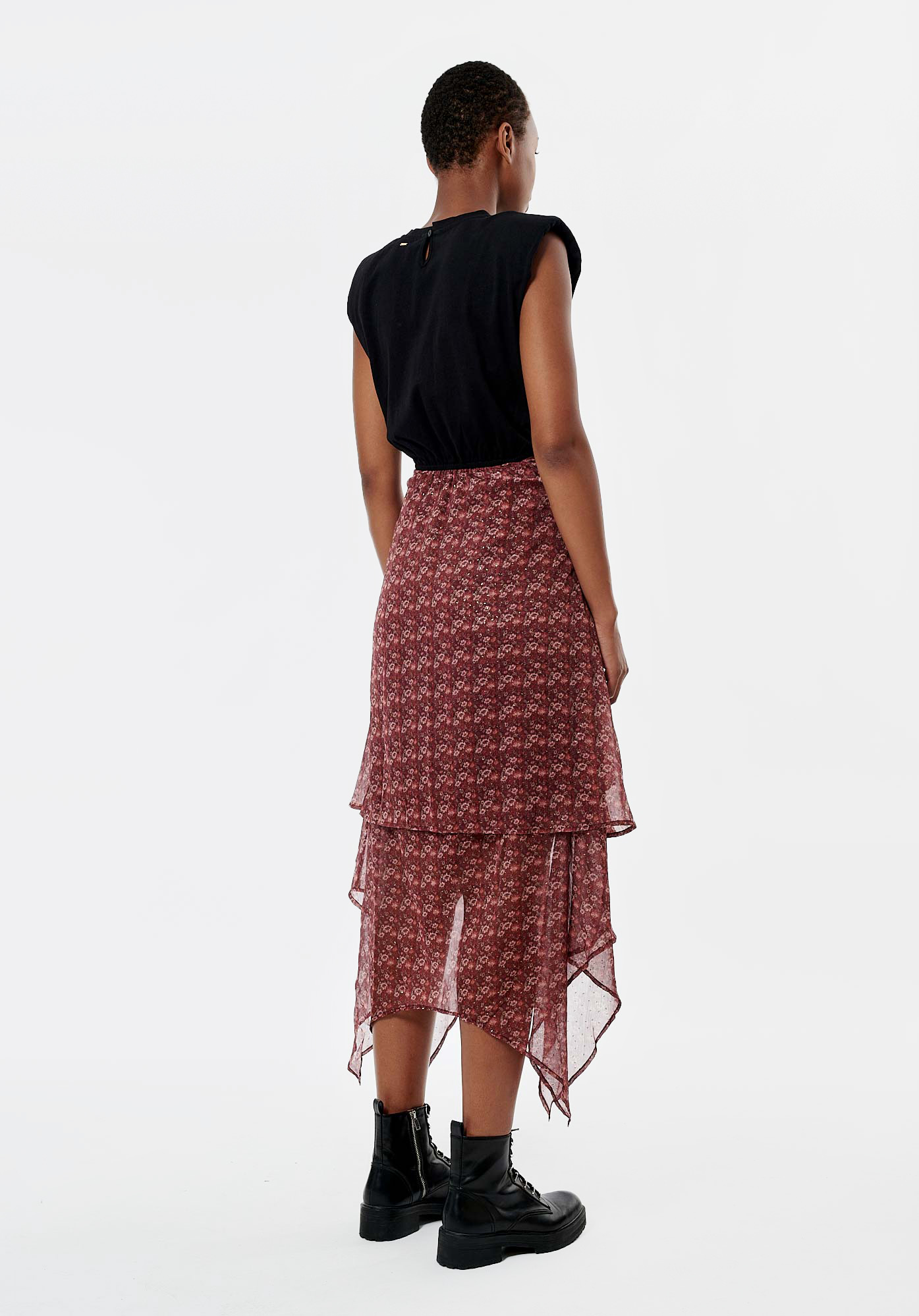 BUNNI  Robe noire et fleurie femme