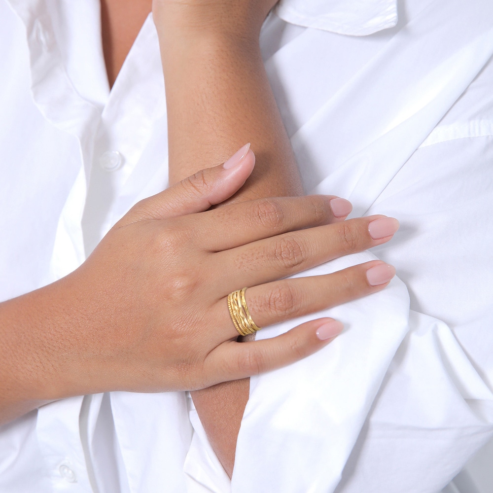 Elli Elli Bague Bagues superposées pour femmes - Lot de 5 - Tendance minimale filigran Bague