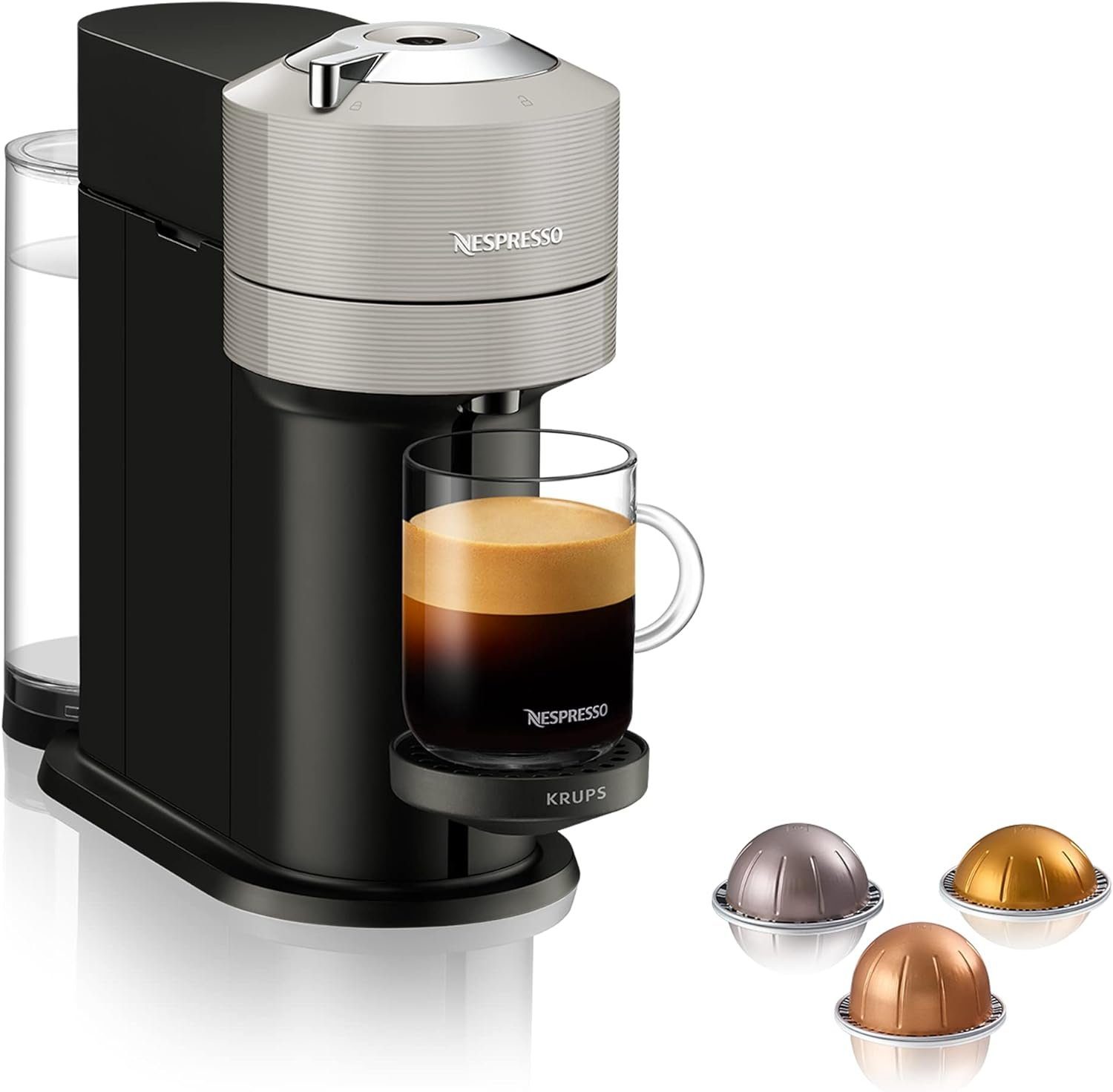 Krups Kapselmaschine XN910B Vertuo Next, 1,1 L Wassertank, Kapselerkennung durch Barcode, 6 Tassengrößen, Power-Off Funktion, 54 % aus recyceltem Kunststoff