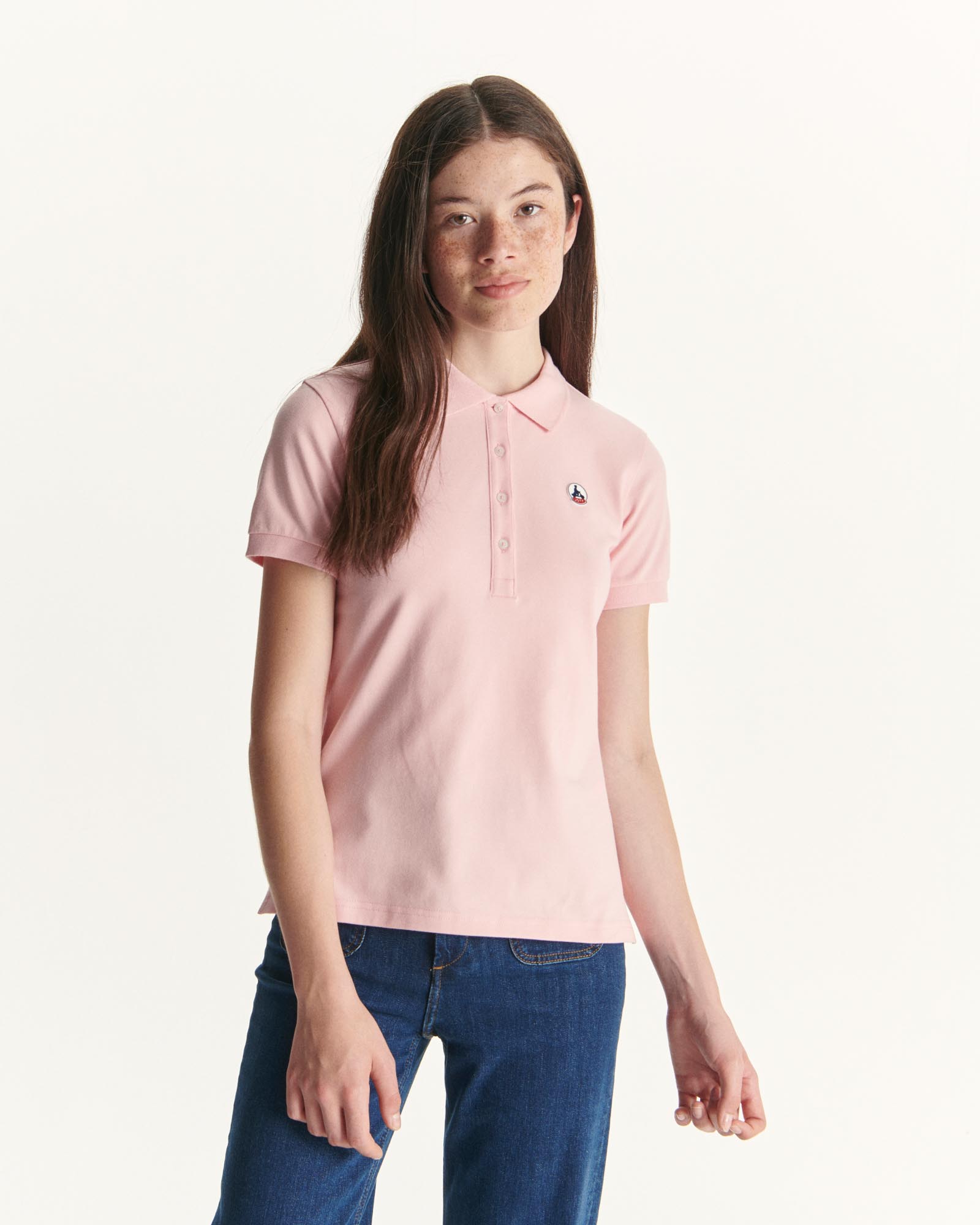 Polo en coton biologique Rose pêche Franca
