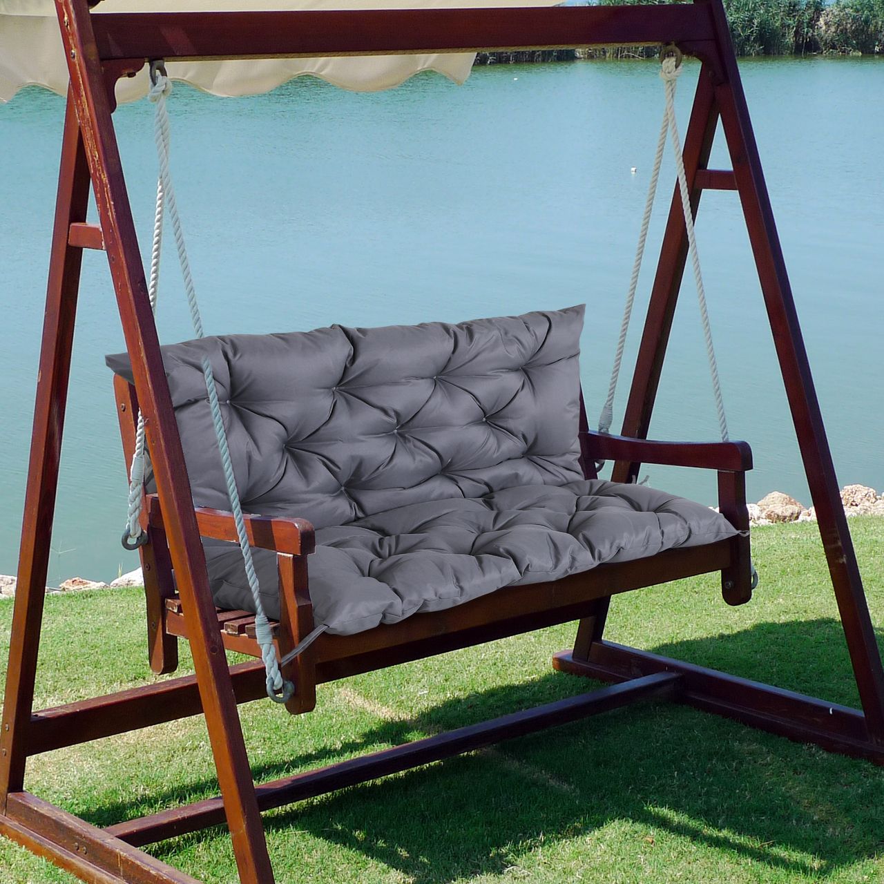 Outsunny Bankauflage Sitzkissen Rückenkissen für Sitzbank 100x98x8 cm