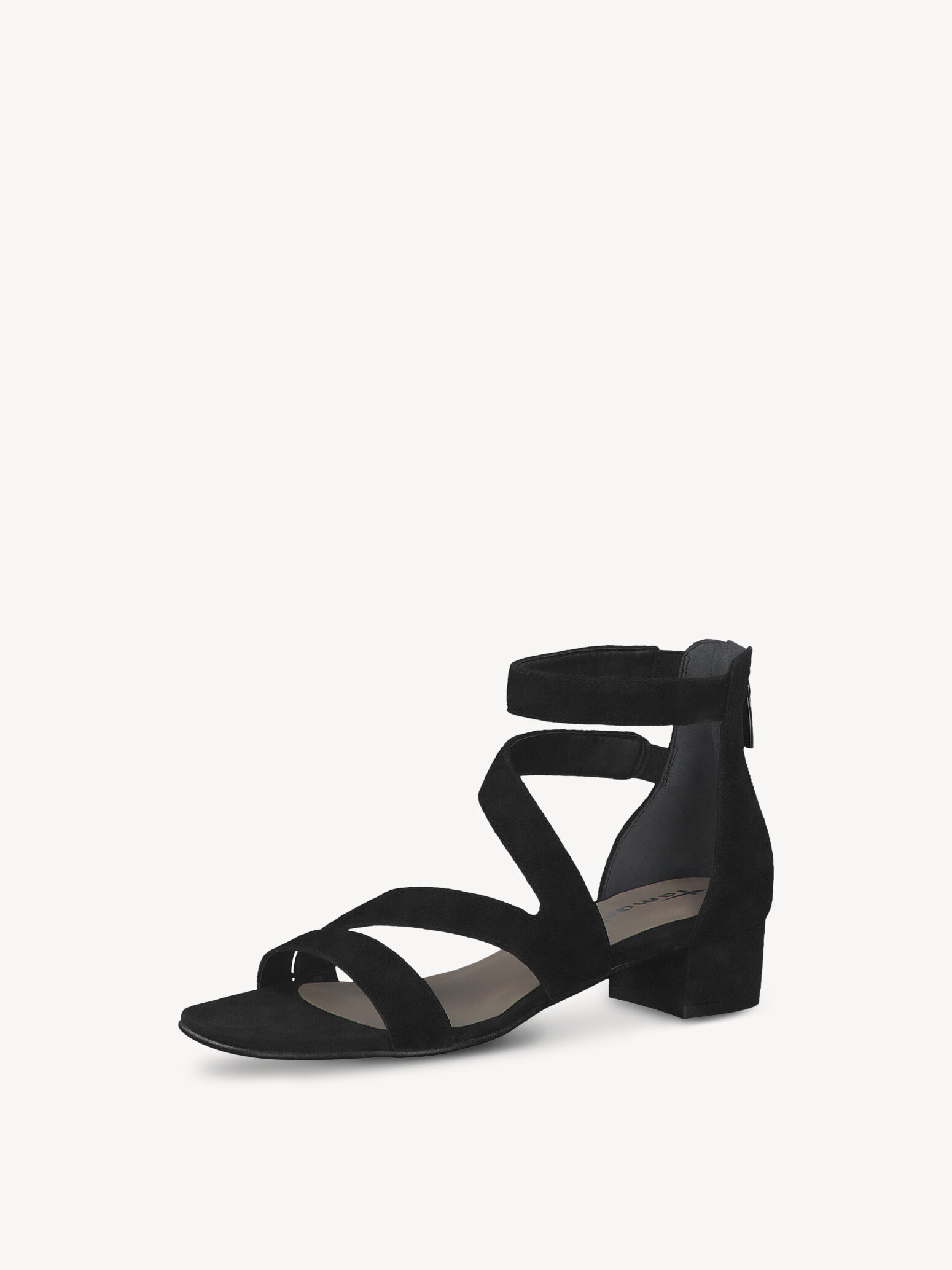 Sandale à talon en cuir - noir
