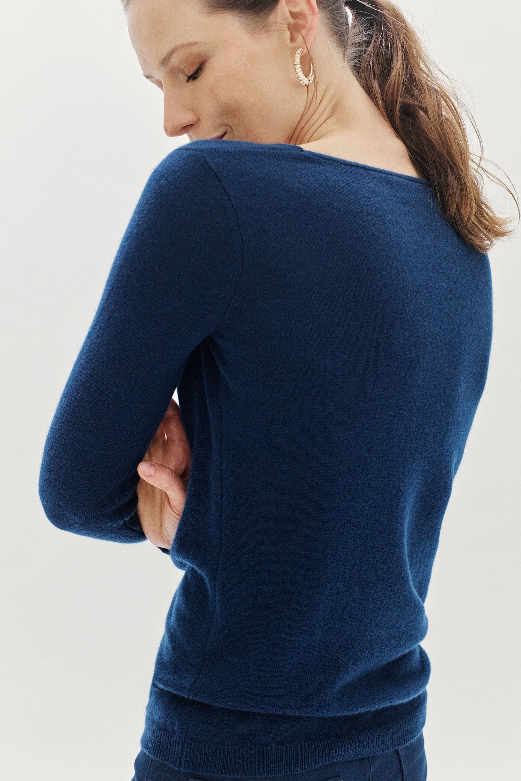 pull eva 100% cachemire bleu petrole femme