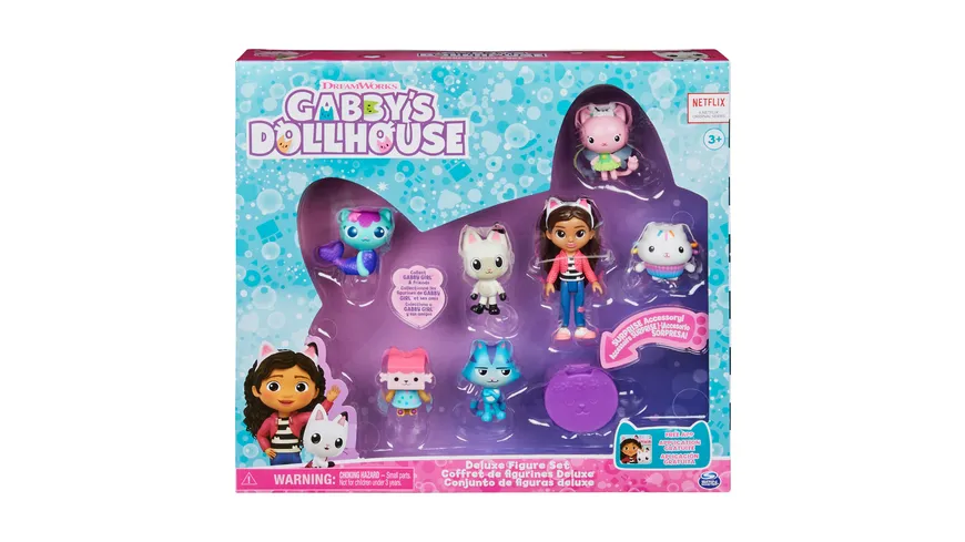 Spin Master Gabby‘s Dollhouse, Figuren Geschenkset, Gabby mit 6 Katzenfiguren und 1 Cat Delivery Überraschungsbox bunt