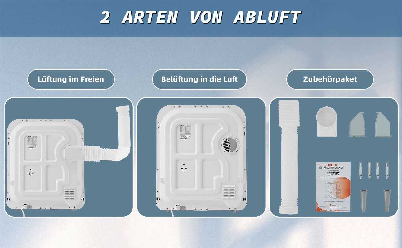 Fangqi Ablufttrockner Edelstahltrockner, 830W,Mehrfachfiltration,5 Programme,wandmontierbar, 3 kg, 3kg, tatsächlich bis 4,5kg, Überhitzungsschutz