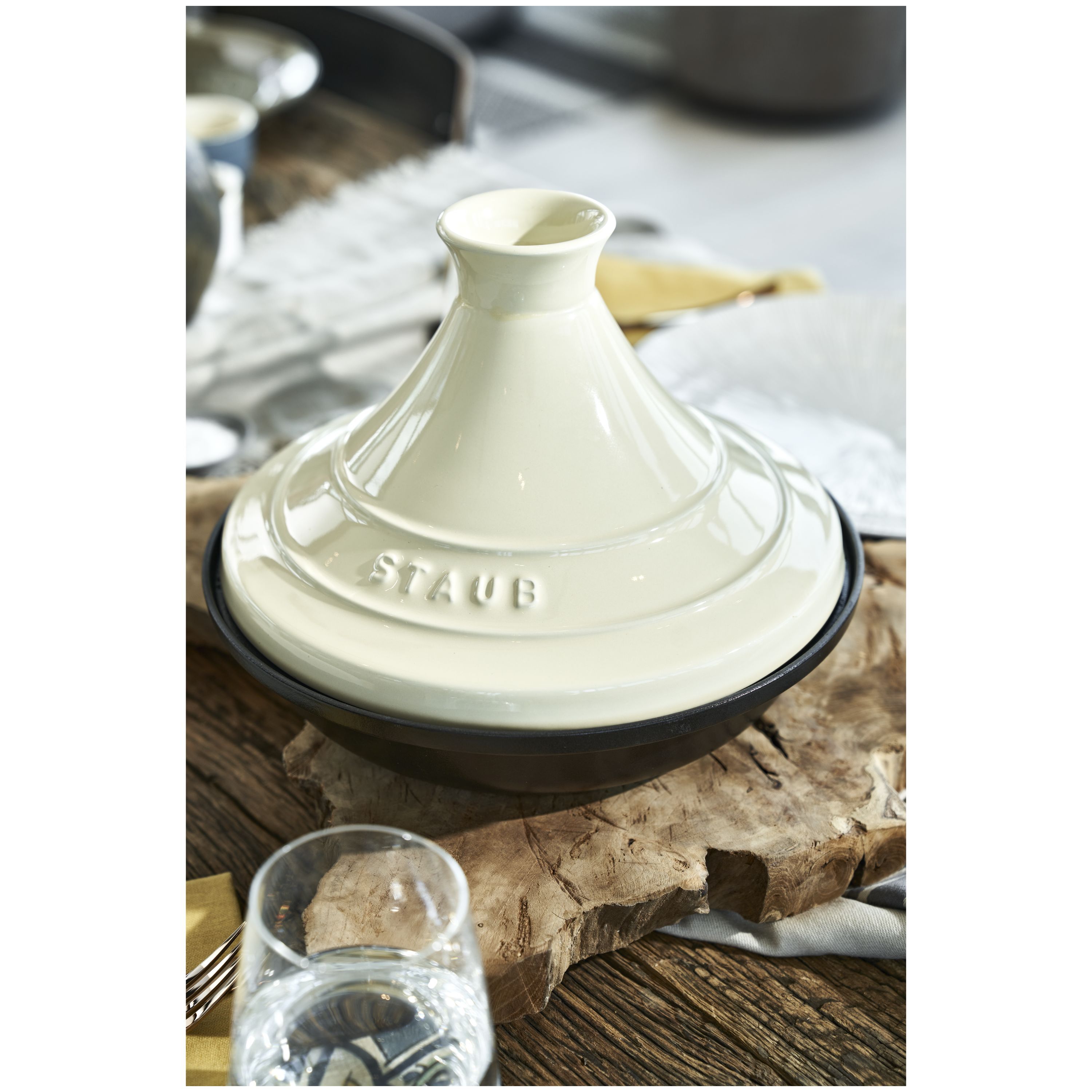 Tajine 28 cm, Gusseisen, Cream