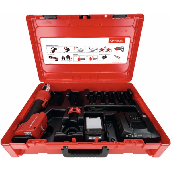 Rothenberger 1000005042 ROMAX NANO Basic Set hybrid maskine inkl. 2x 2Ah 18V batterier i EU-oplader, i Rocase 6414