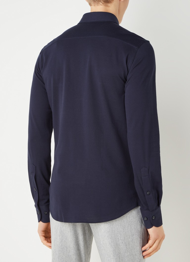 Profuomo Pletena košulja slim fit od pike pamuka