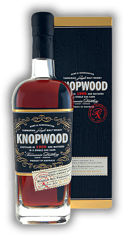 Knopwood 1999 Tasmanian Double Cask Single Malt Whisky PX Cask Finish Knopwood 1999 Tasmanian Double Cask Single Malt Whisky PX Cask Finish Einmalige limited Edition von nur 500 Flaschen. Jahrgang 1999 - 0,7	 Liter - Vol 48,2%