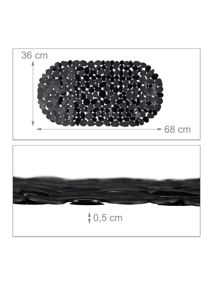 relaxdays Badewannenmatte in Schwarz - (B)36 x (T)68 cm günstig kaufen onesize