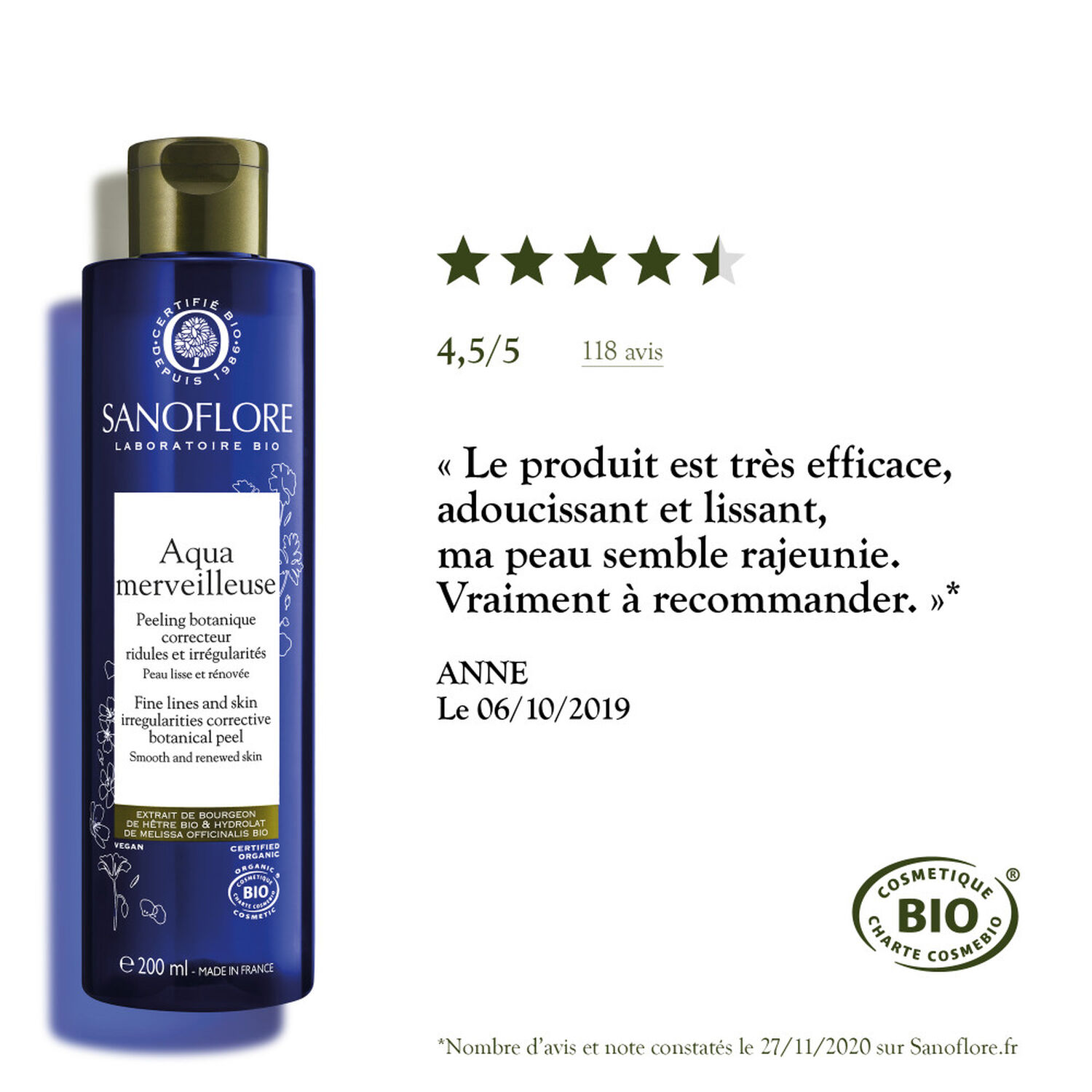 Sanoflore Aqua Merveilleuse Peeling Botanique Régénérant 200 ml