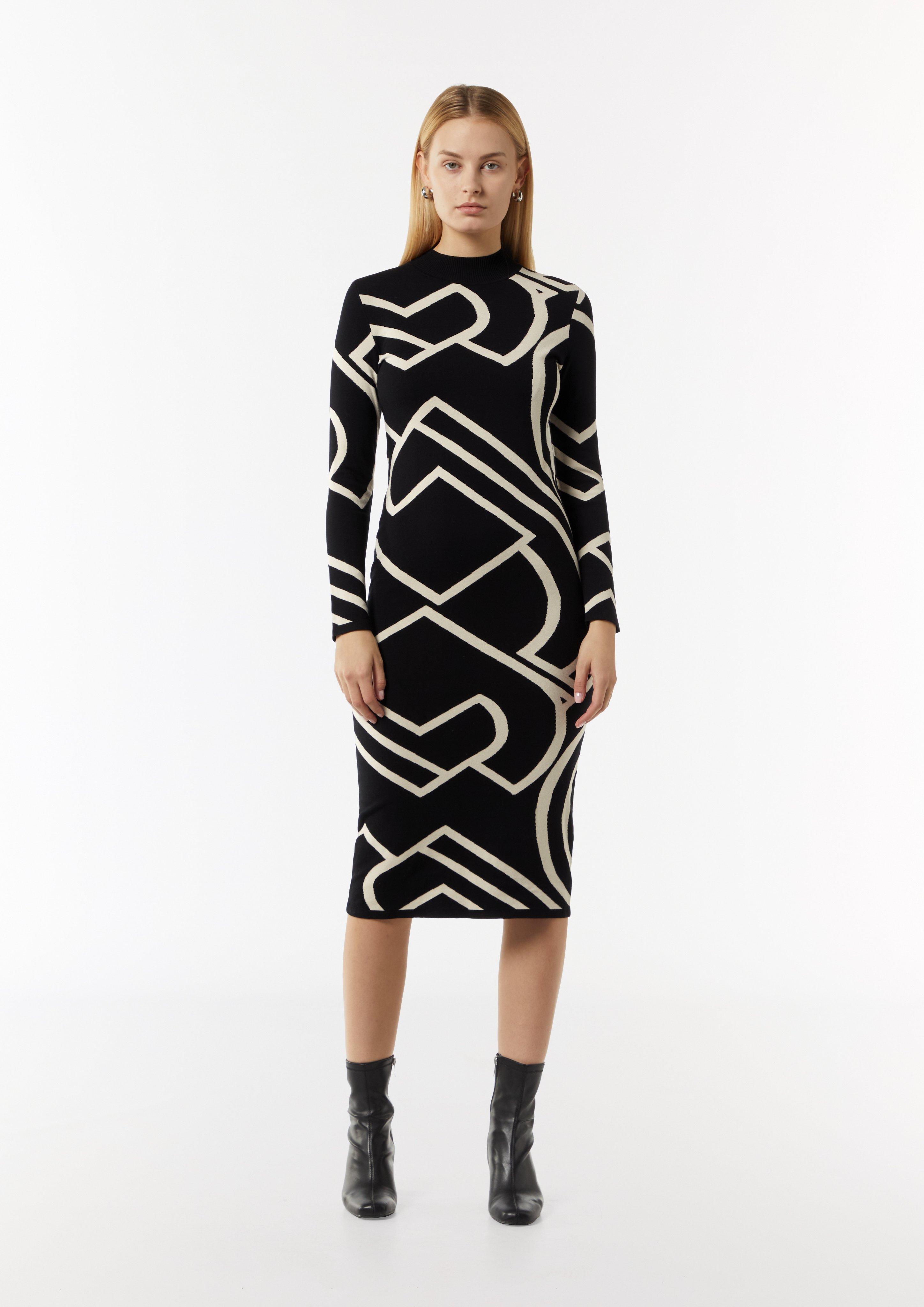 Jacquard-Kleid mit Logo-Design - schwarz