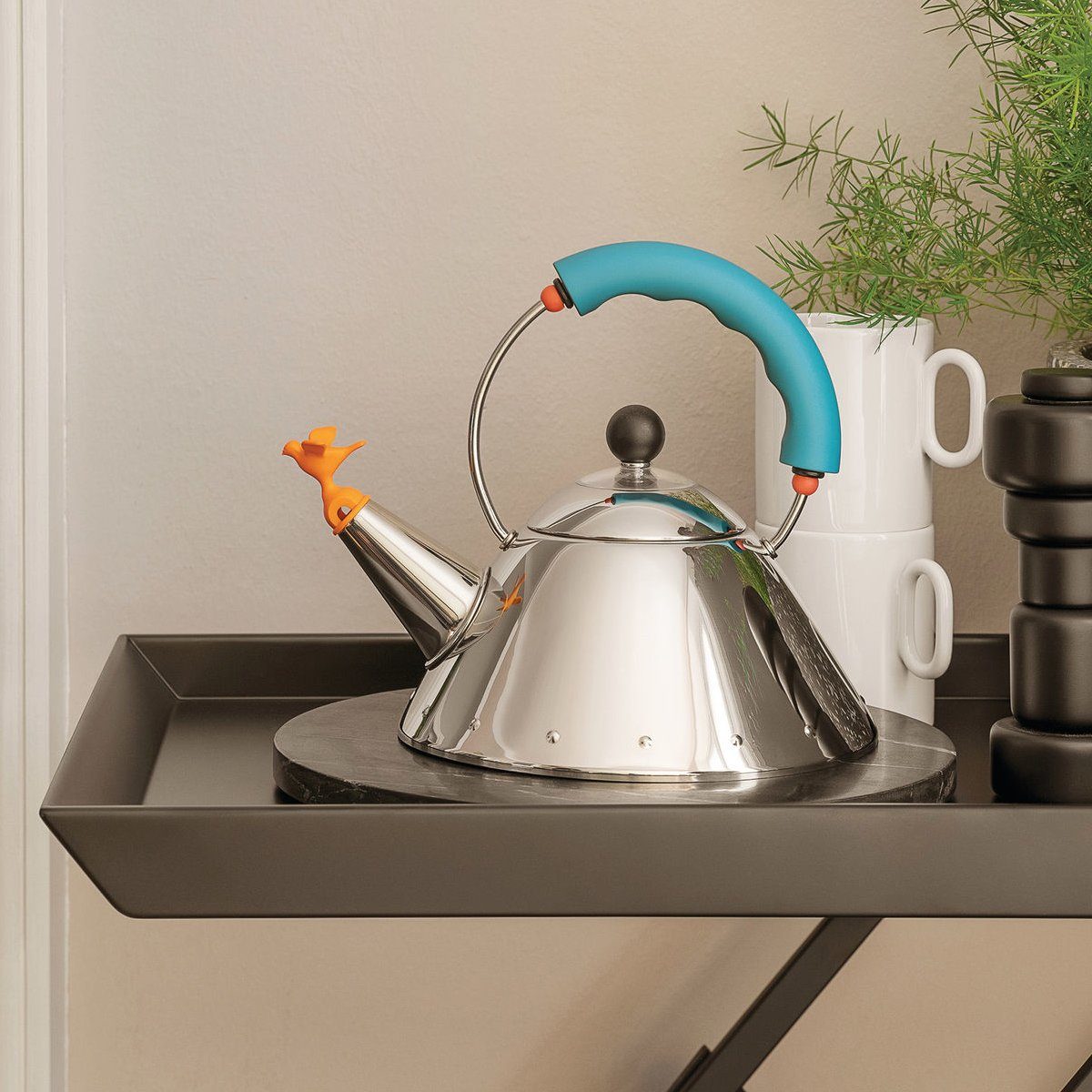 Alessi Wasserkocher Wasserkessel Edelstahl, 1l hellblau, 1.00 l