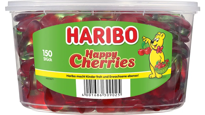 Haribo Fruchtgummi Happy Cherries Runddose 1200 g