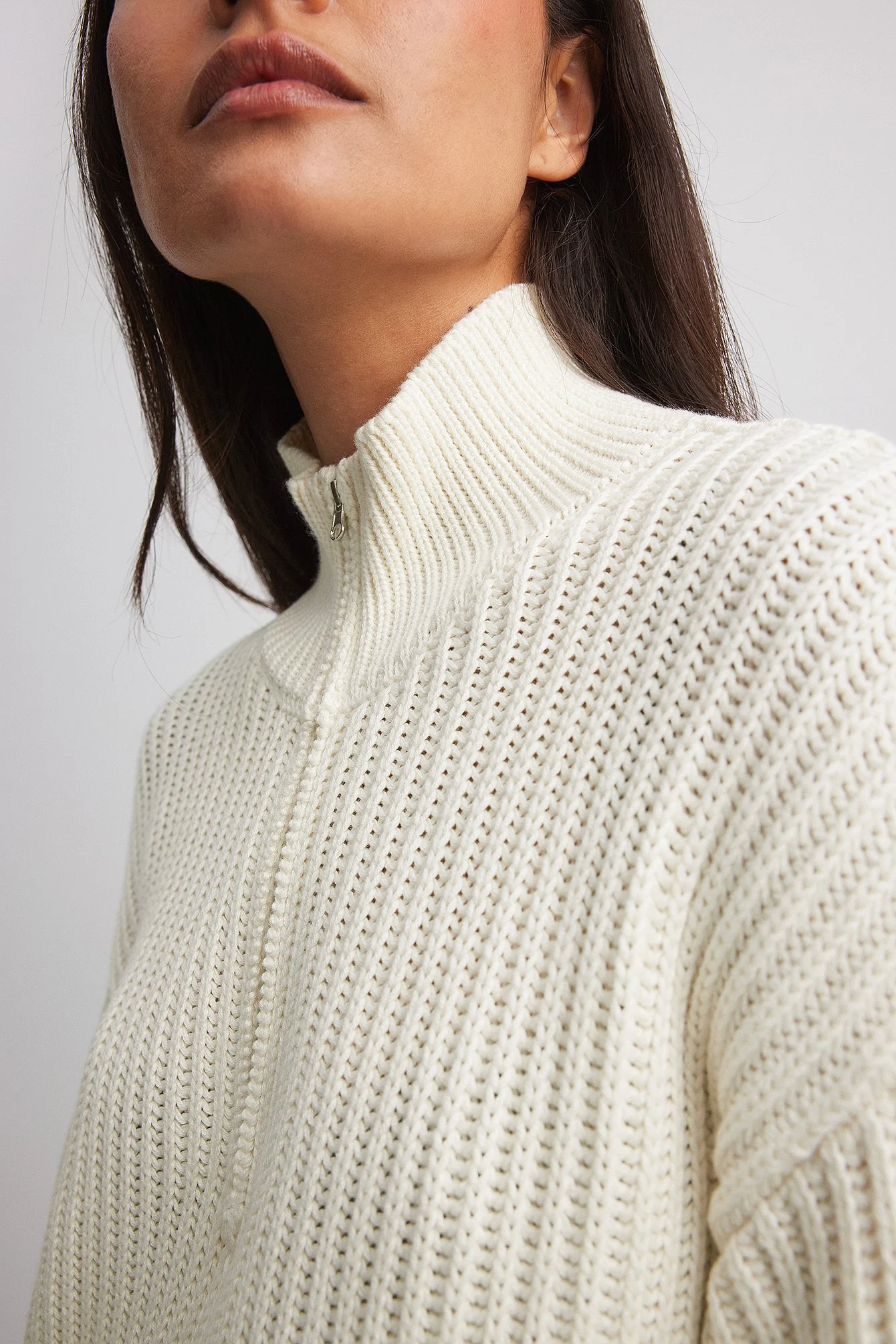 Reißverschluss vorne Strickpullover