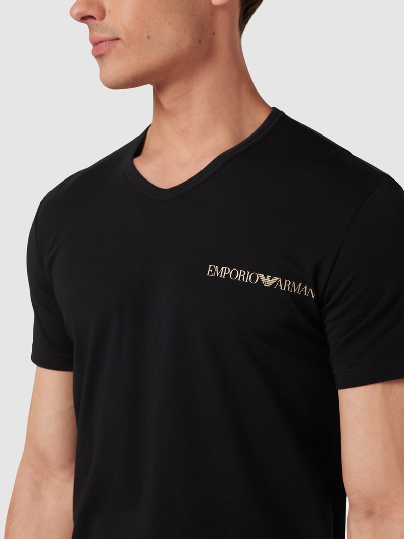 T-Shirt mit Label-Print im 2er-Pack in schwarz