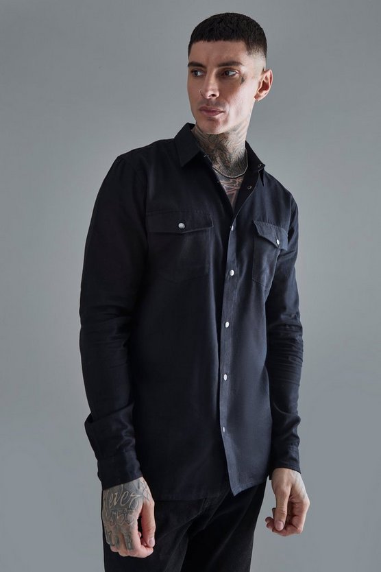 Tall langärmliges Twill Hemd