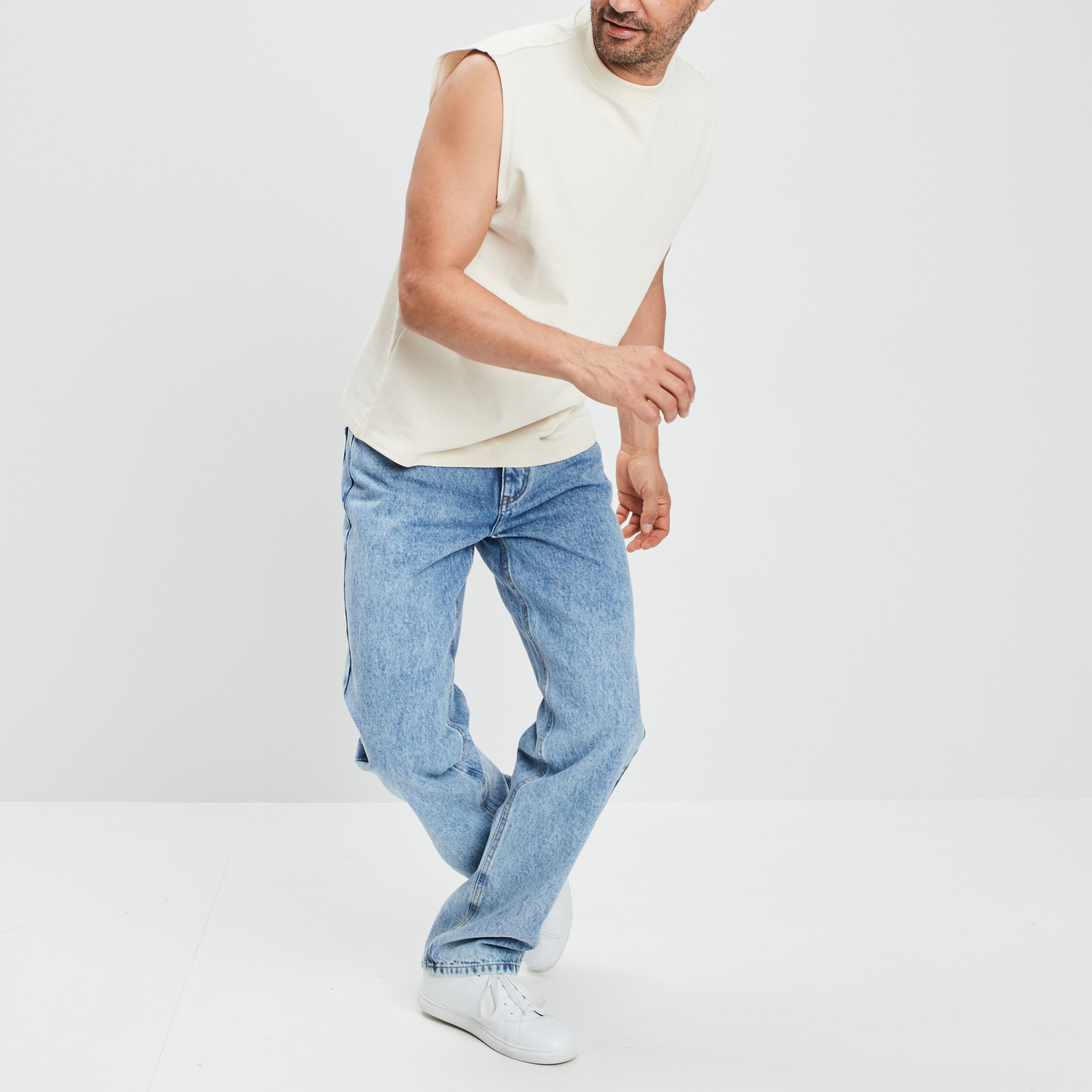 Jeans regular denim bleach homme | La Halle