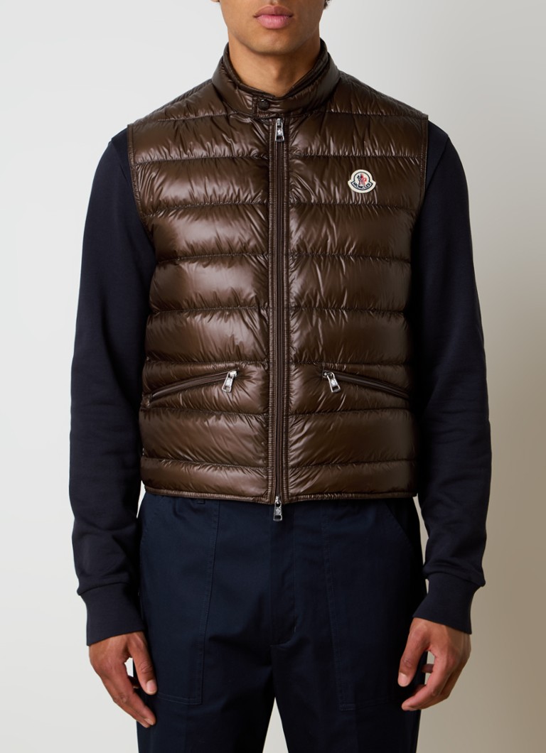 Vestă matlasată Moncler Gui cu puf și logo