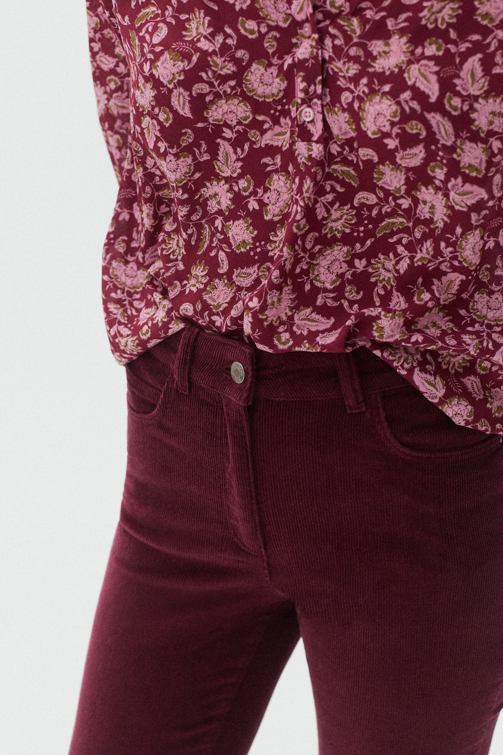 pantalon chicago velours bordeaux femme