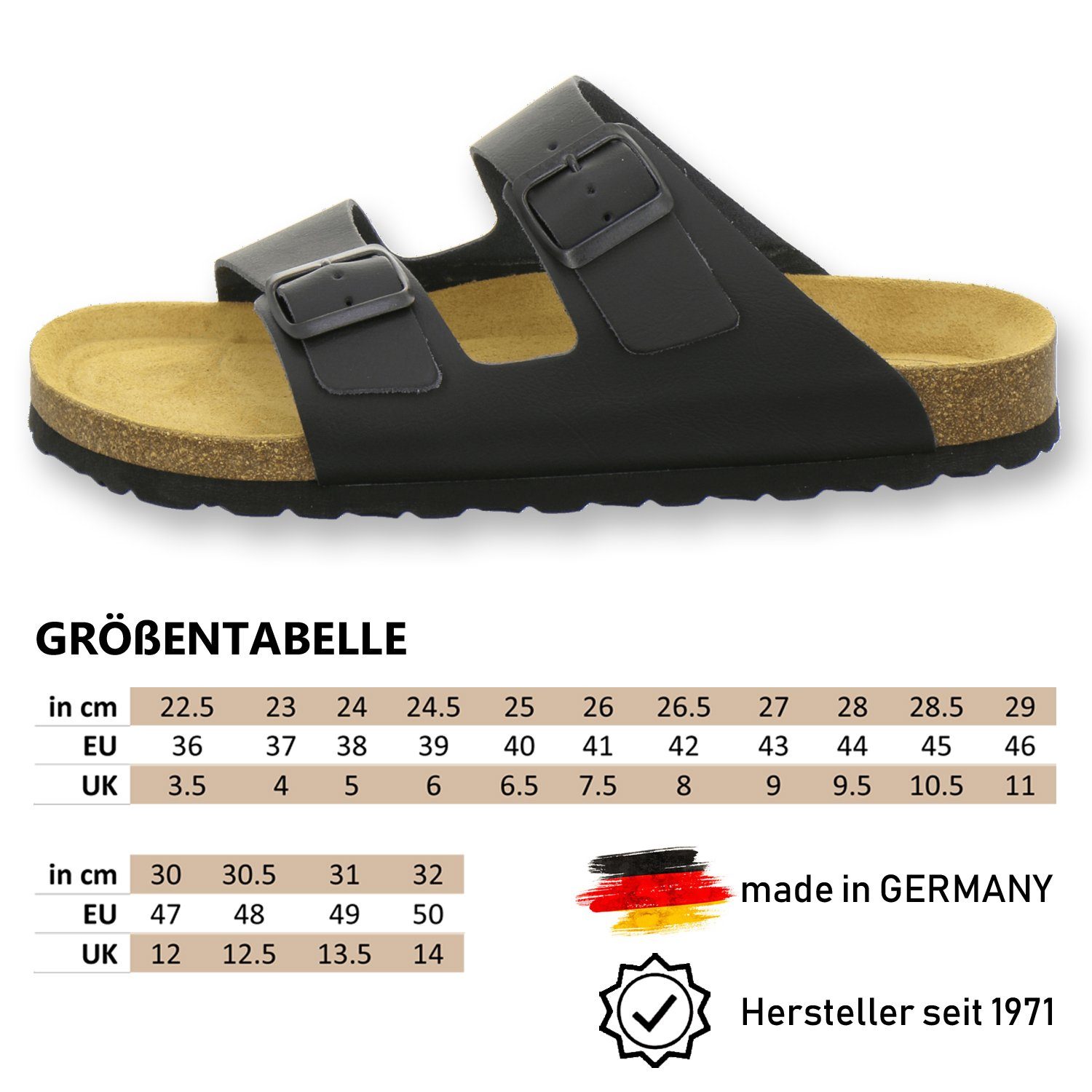 AFS-Schuhe 3100 Pantolette für Herren aus Leder mit Fußbett, Made in Germany
