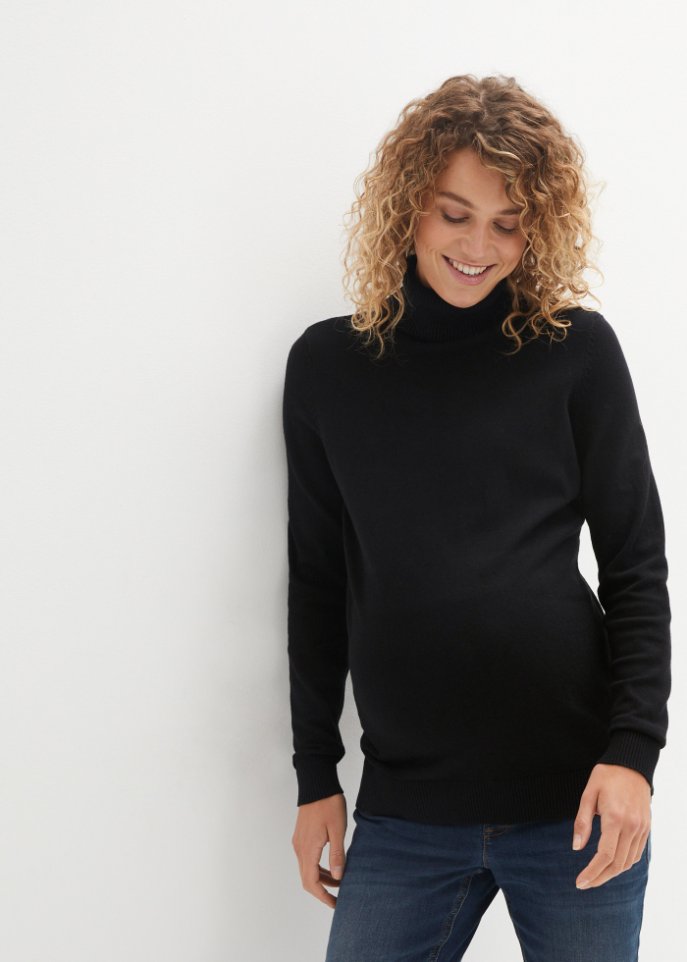 Umstandsstrickpullover mit Rollkragen