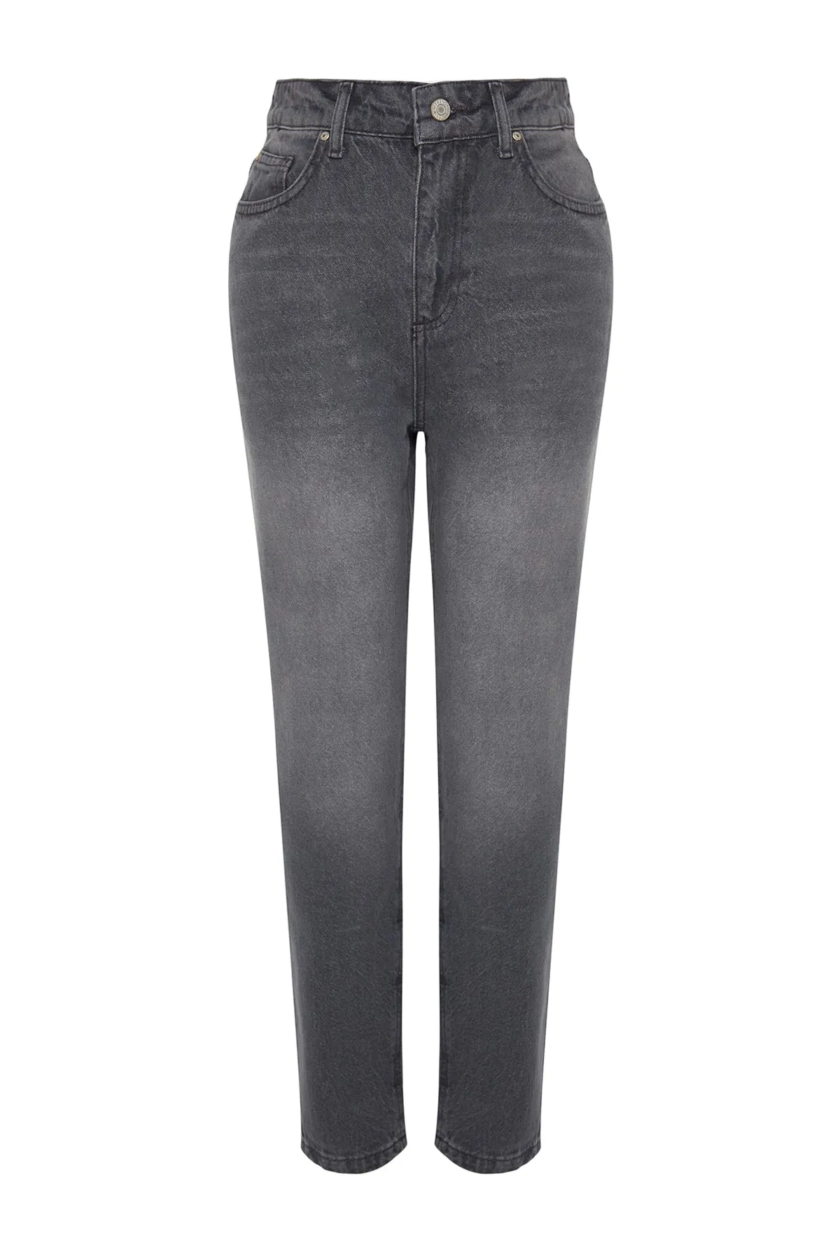 Trendyol Collection  Graue Mom-Jeans mit hoher Taille TWOAW24JE00076