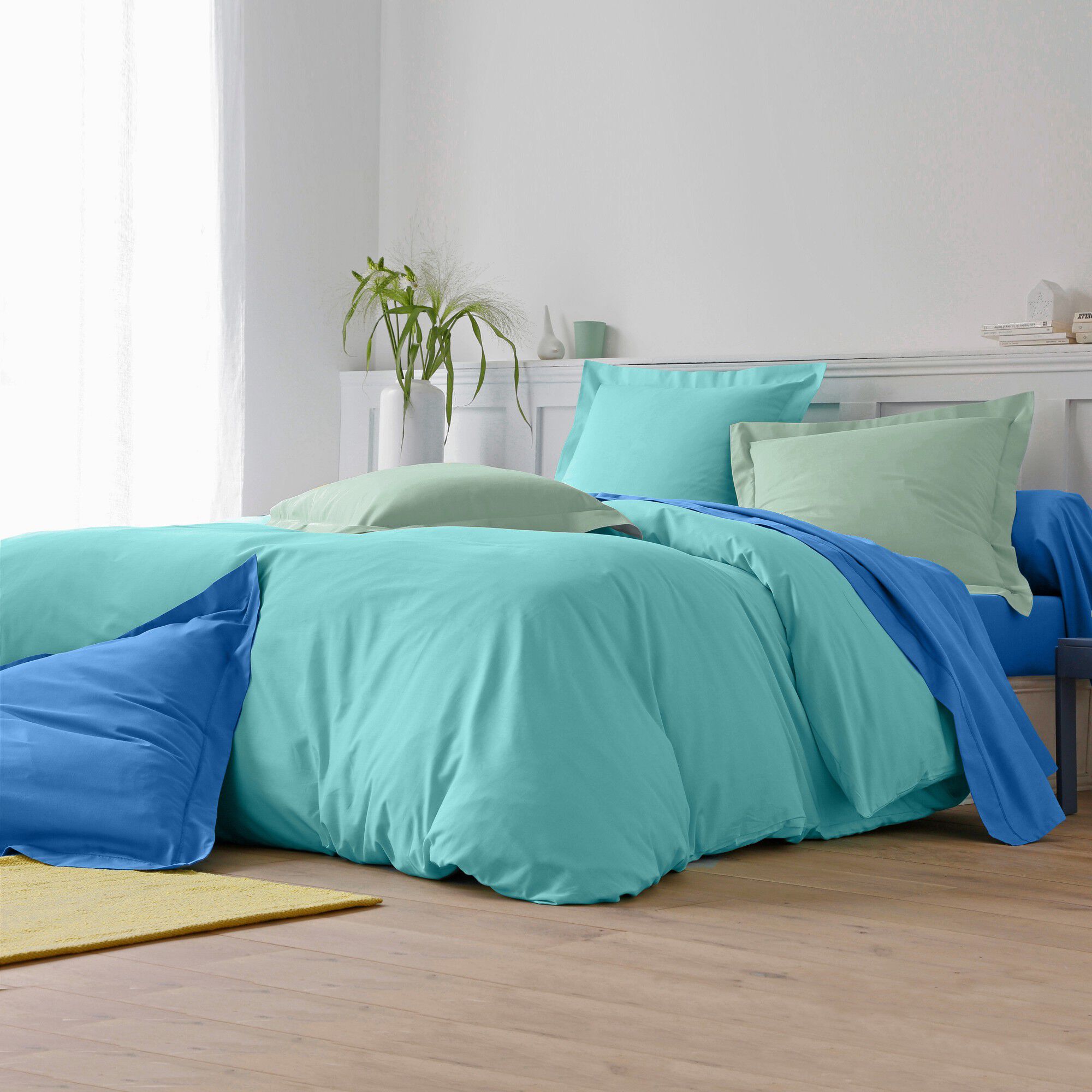 Linge de lit uni polyester-coton Colombine