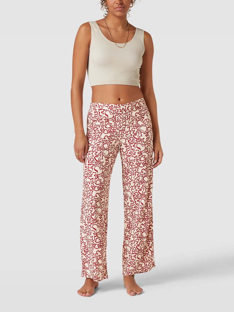 Pyjama-Hose mit Allover-Muster in dunkelrot