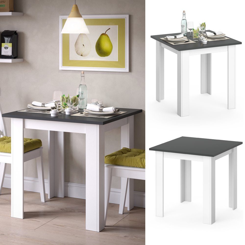 Vicco Esstisch Esszimmertisch Küchentisch KARLOS 80cm Weiß / Anthrazit