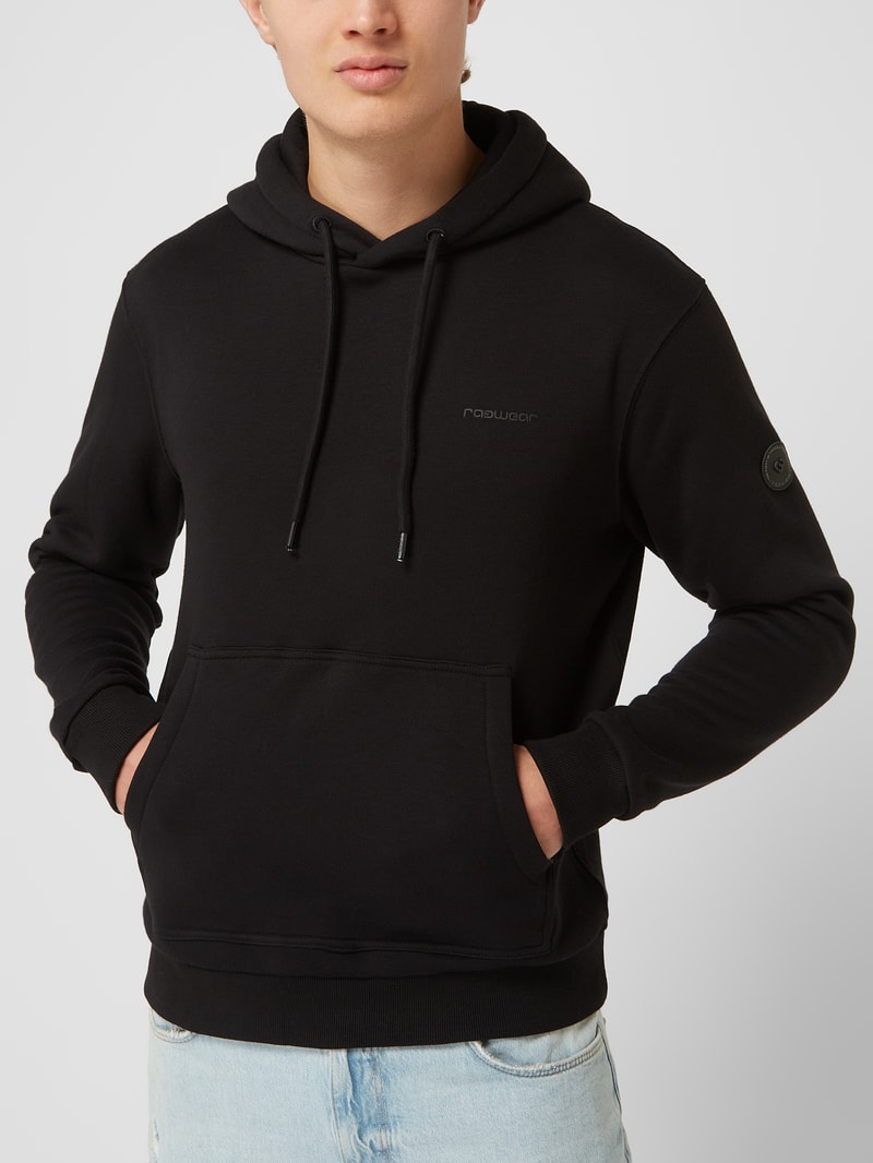 Hoodie mit Logo-Details Modell 'Kresy' in schwarz