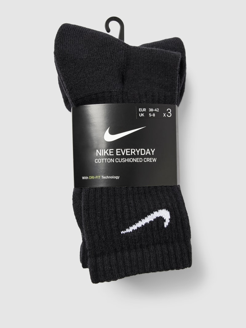 Socken mit Label-Stitching im 3er-Pack in schwarz