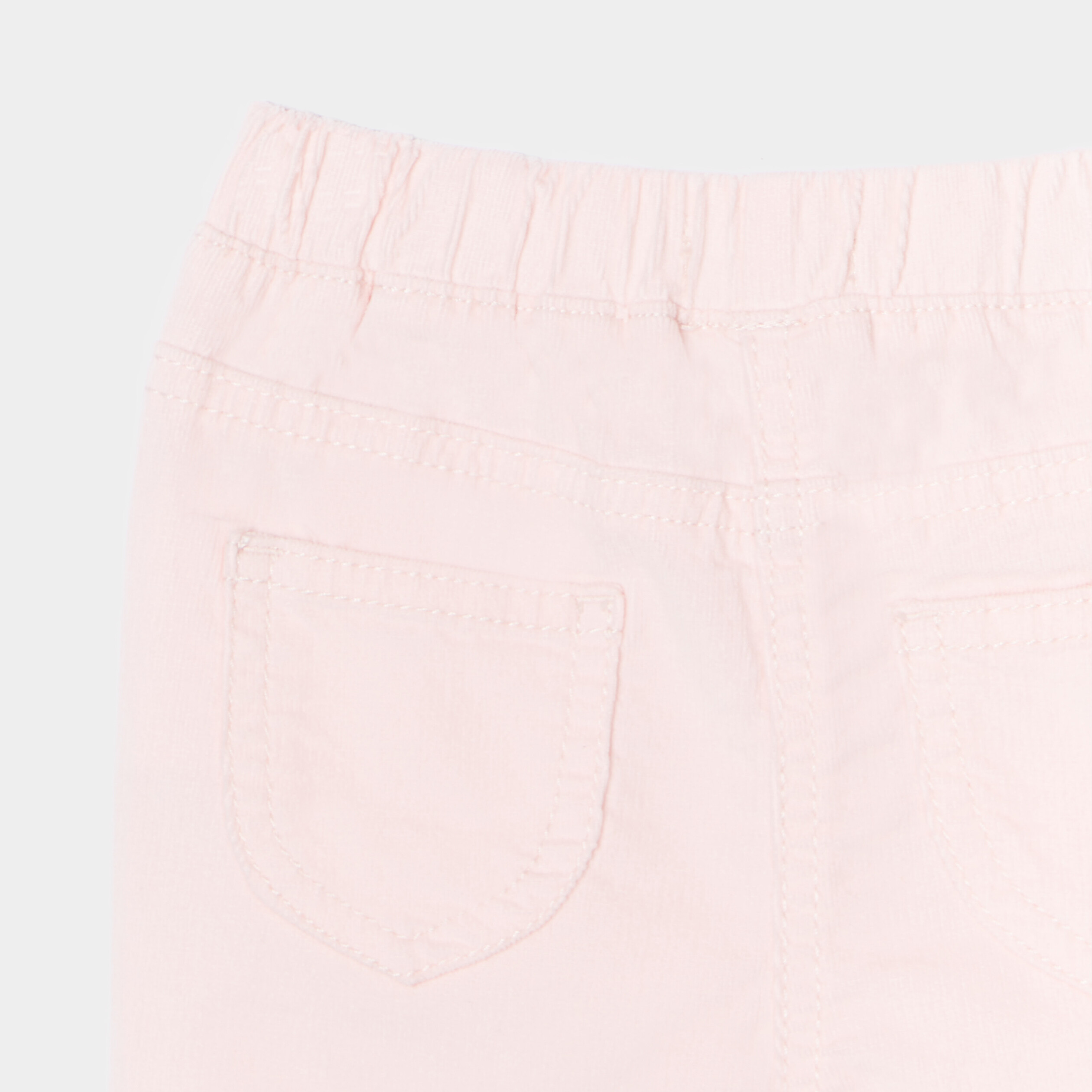 Pantalon velours côtelé coton rose clair bébé fille | La Halle
