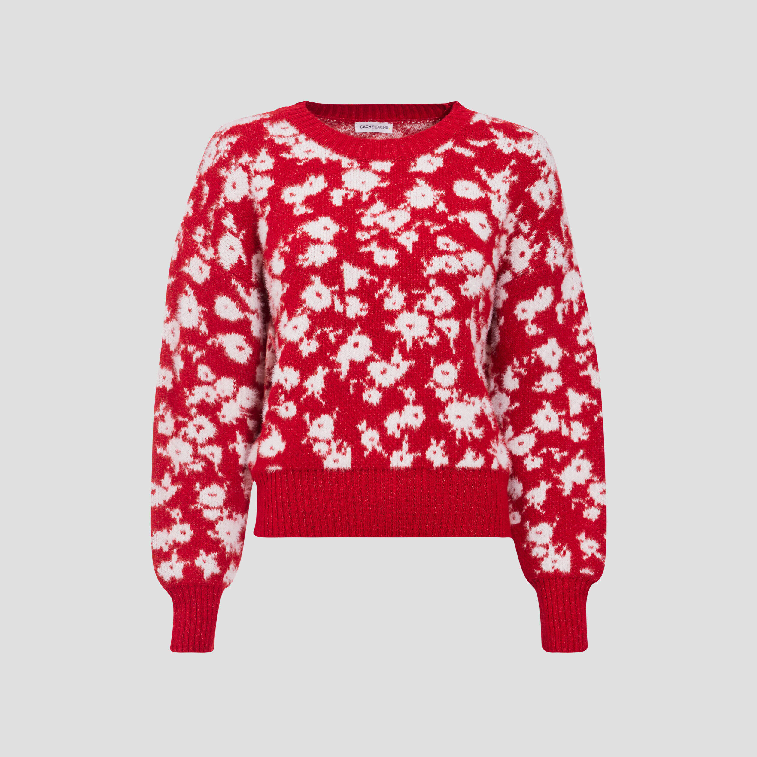 Pull avec col rond rouge femme | Cache Cache