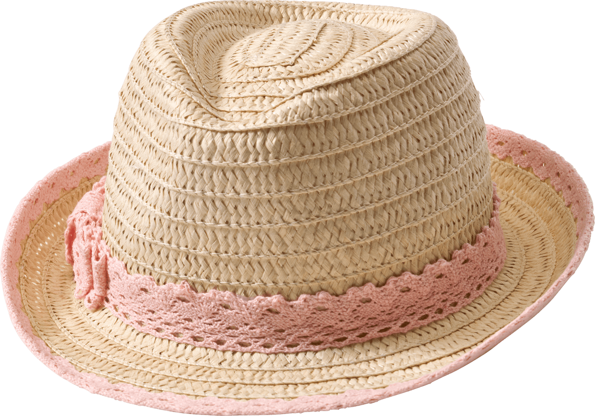 Strohhut mit rosa Hutband, beige, Gr. 50/51, 1 St