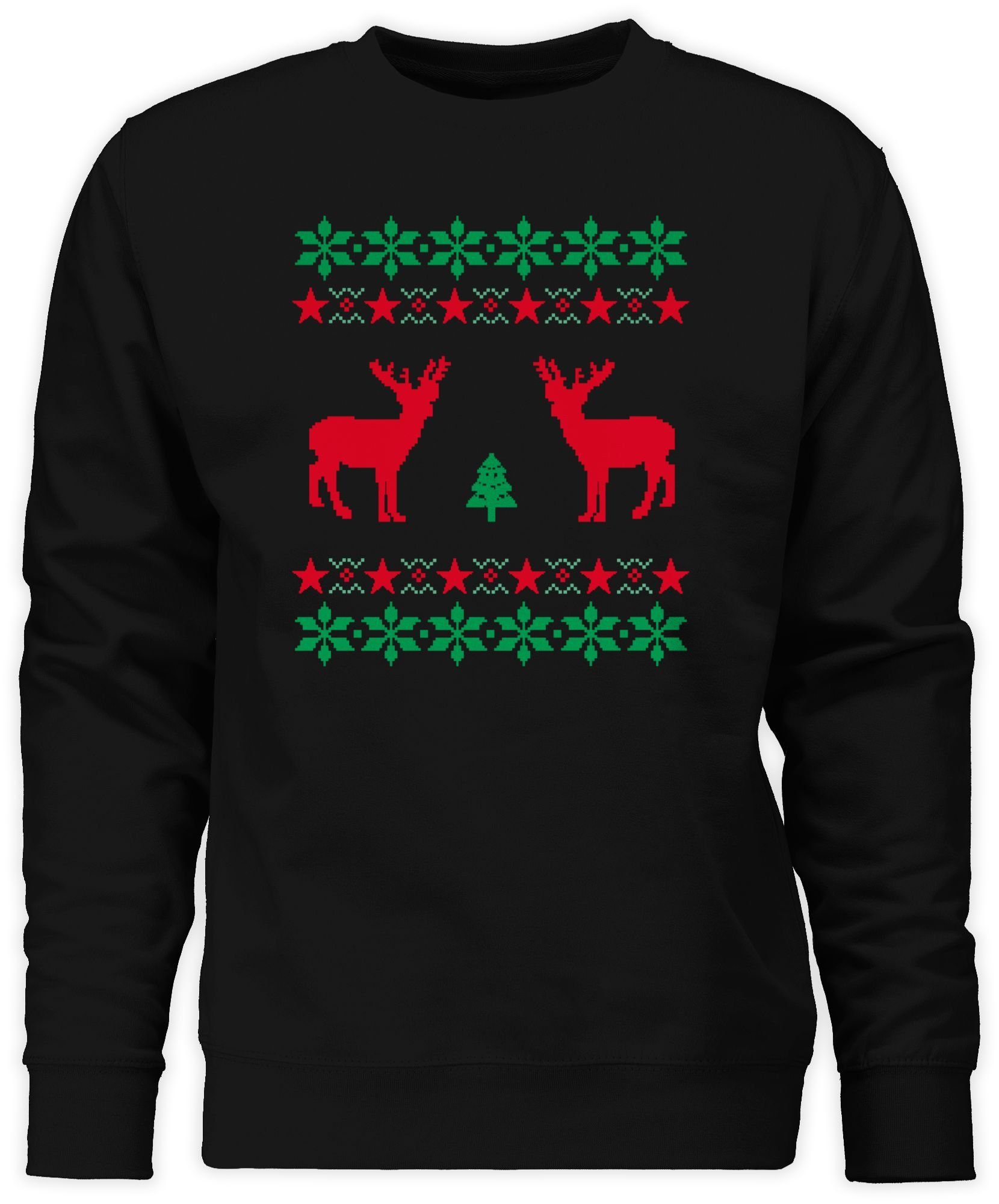 Shirtracer Sweatshirt Norweger Pixel Rentier Weihnachten (1-tlg) Weihachten Kleidung