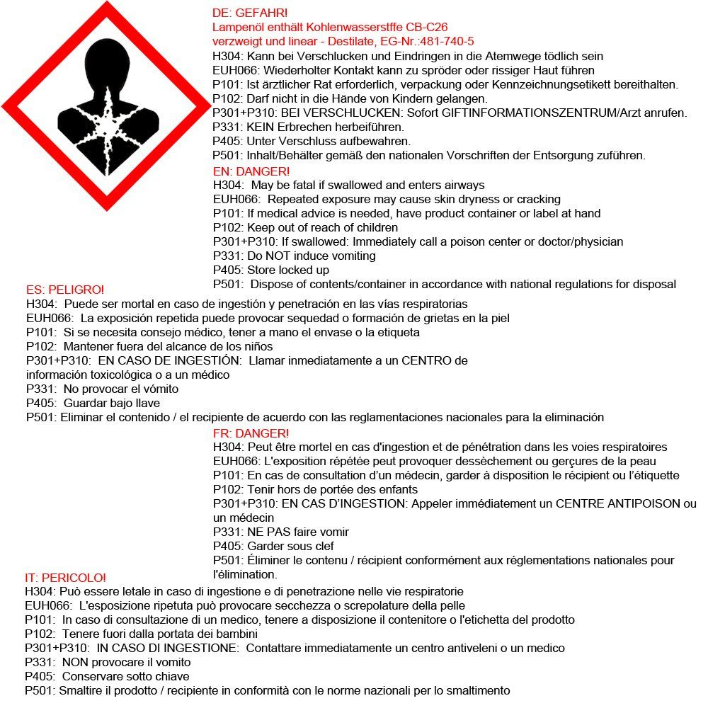 Flameup Lampenöl 24 L Lampenöl Gartenfackel neutral klar Petroleumlampe Öllampe Laterne, 24 l