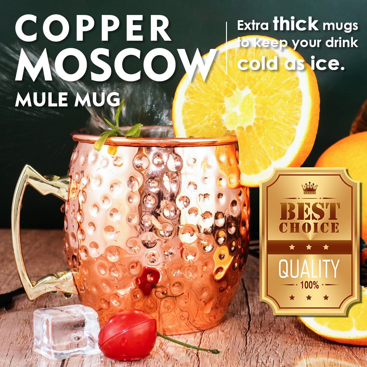 Faizee Möbel Tasse Cocktailglas Moscow Mule Becher Kupferbecher 500ml Fassungsvermögen, Kupfer/Edelstahl