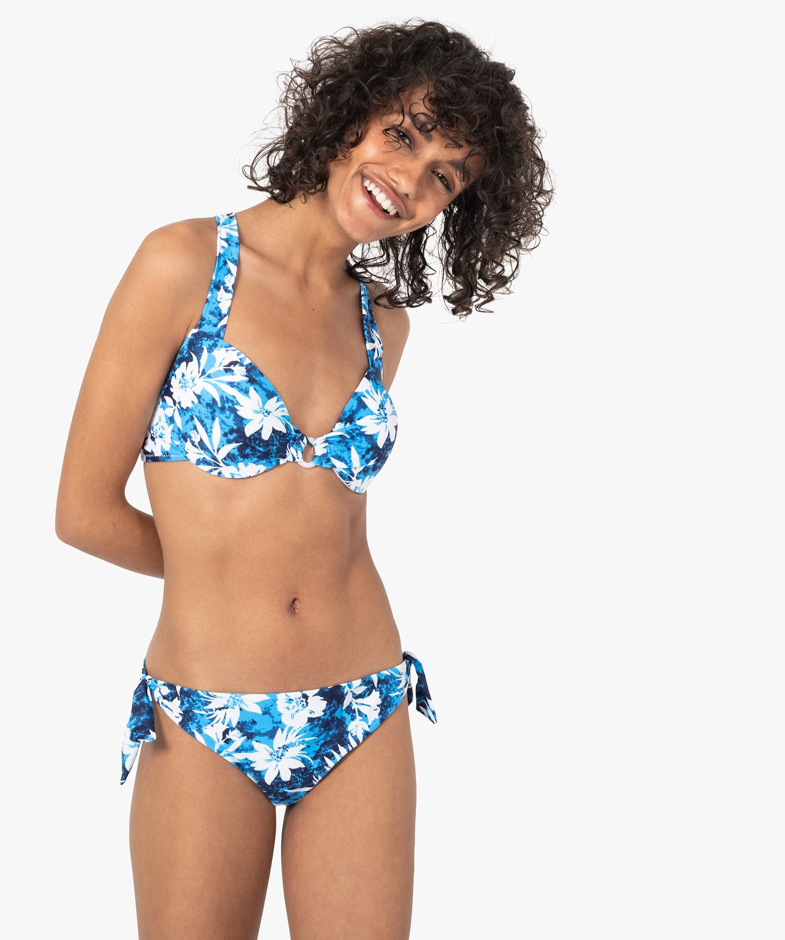 Bas de maillot de bain femme forme culotte à motifs fleuris imprime | GEMO