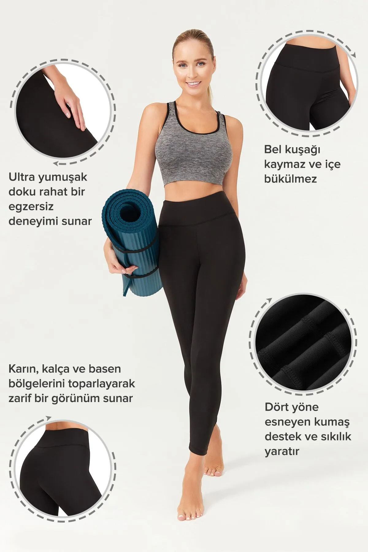 LOS OJOS  Basics für schwarze Sportstrumpfhosen mit hoher Taille
